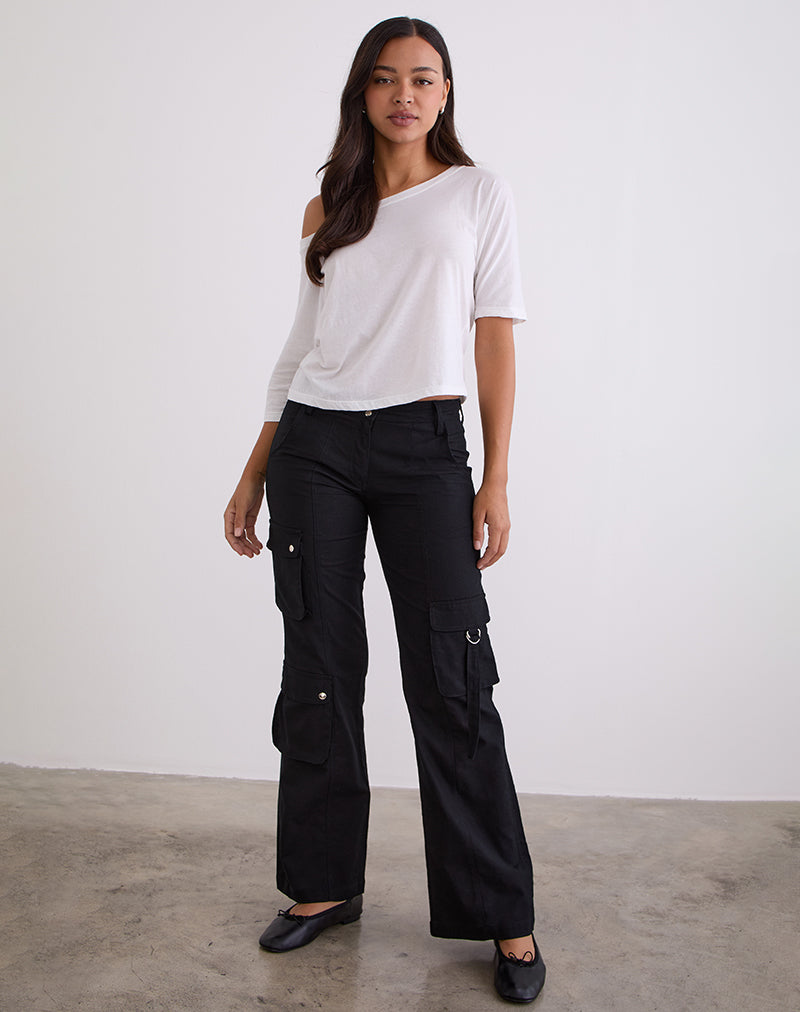 Image of Hojo Linen Cargo Pants in Black