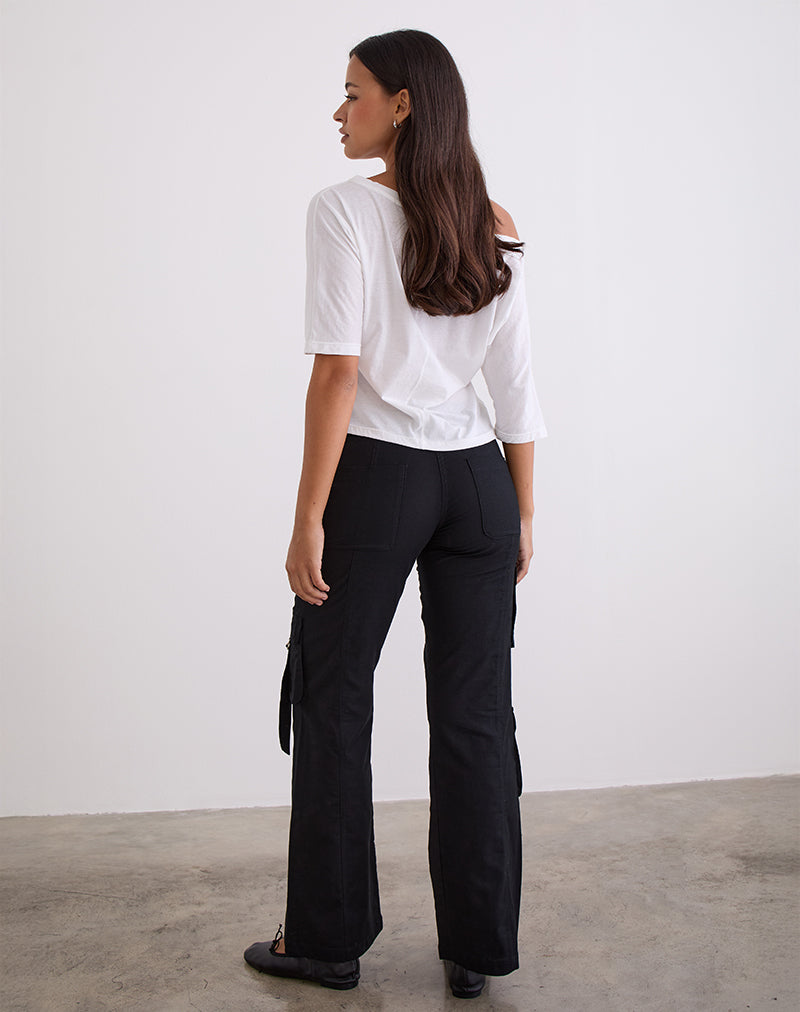 Image of Hojo Linen Cargo Pants in Black