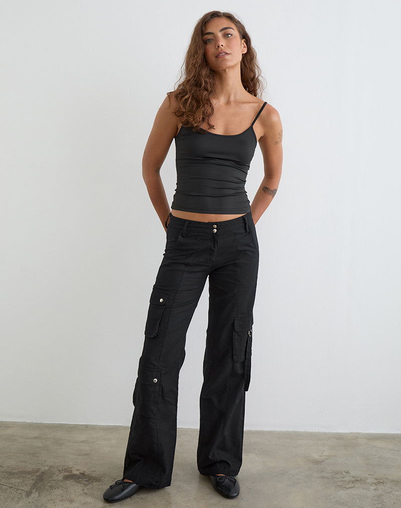 Image of Hojo Linen Cargo Pants in Black