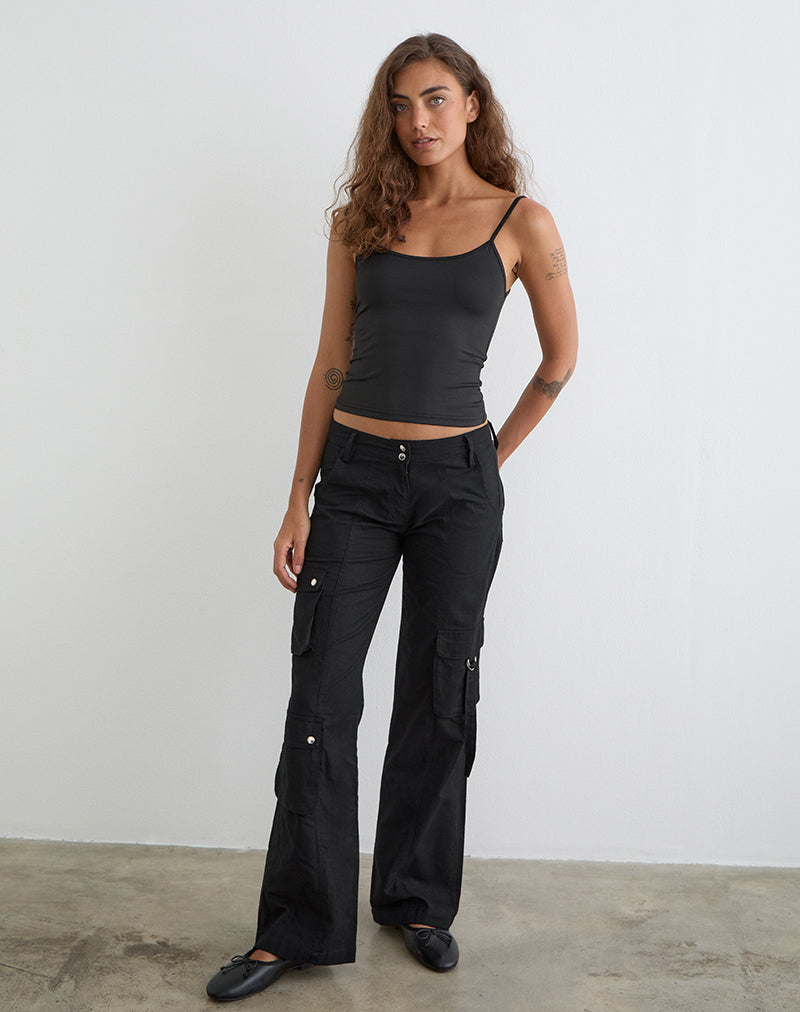 Image of Hojo Linen Cargo Pants in Black