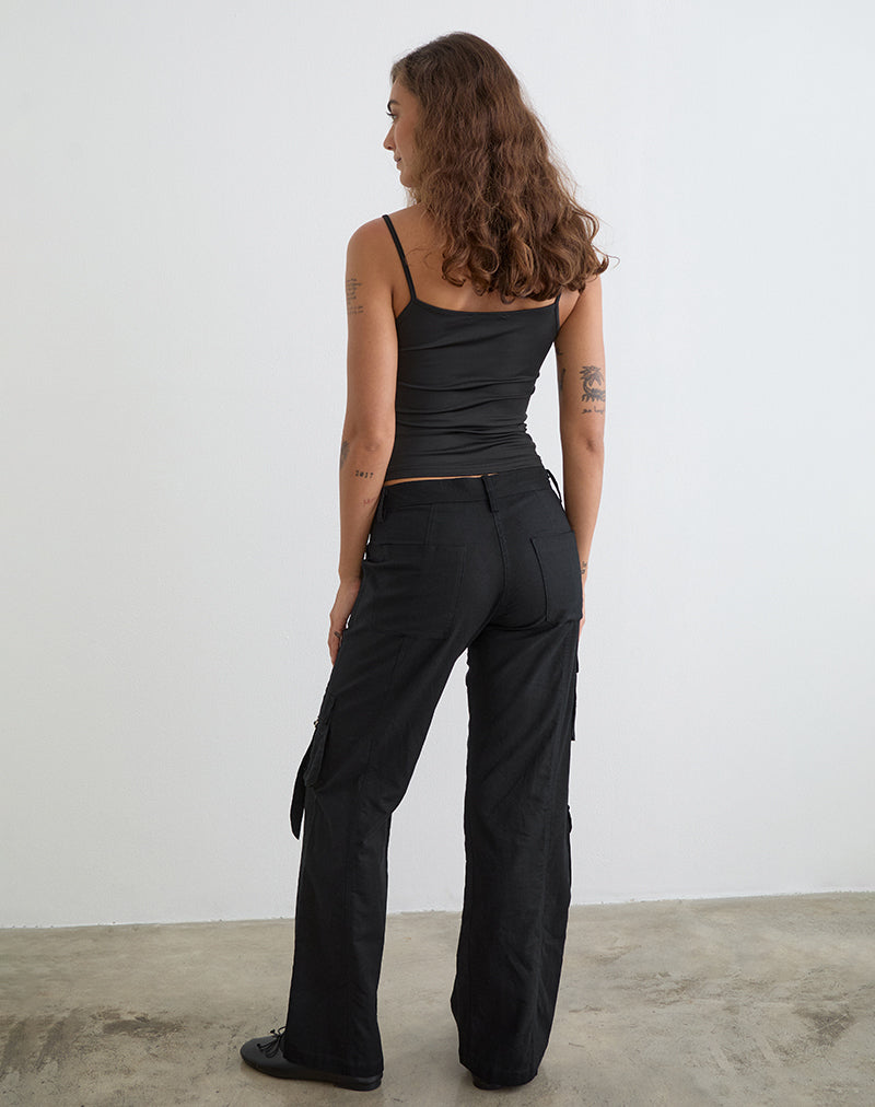 Image of Hojo Linen Cargo Pants in Black