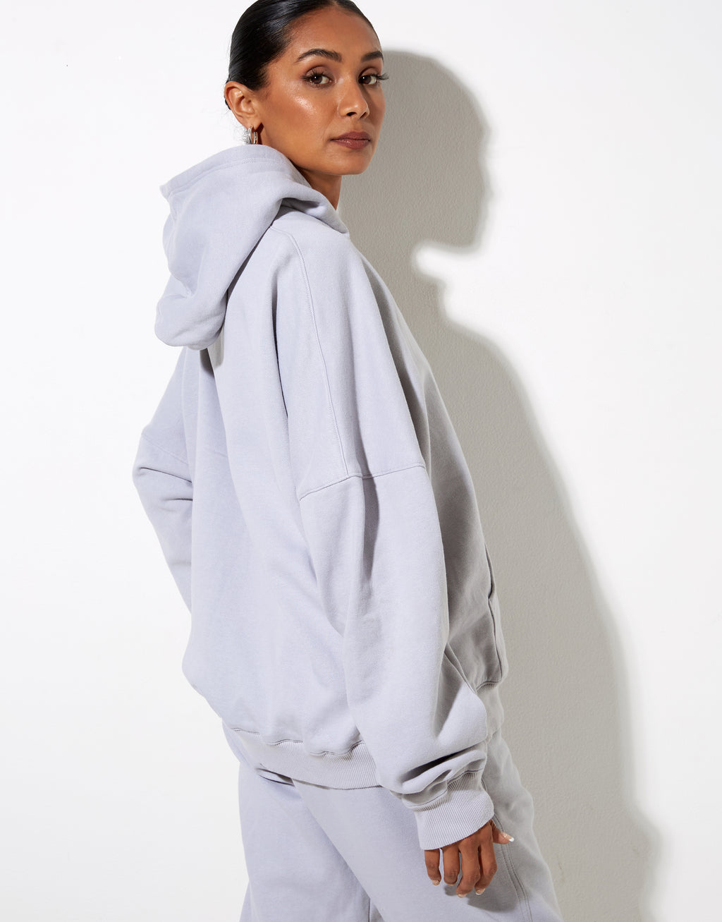 Hollack Hoodie in Lunar Rock with Motel Work Clothing Label Embro