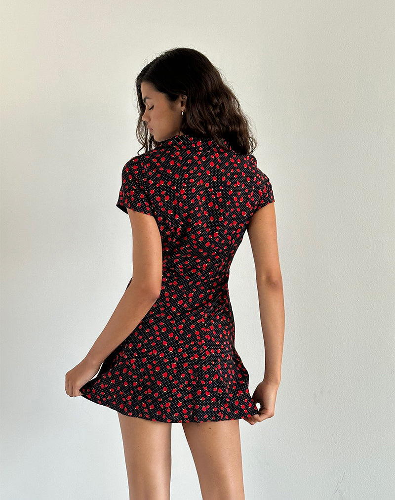 Strawberry Polka Black Mini Dress | Holmana motelrocks.com Strawberry Polka Black Mini Dress | Holmana motelrocks.com