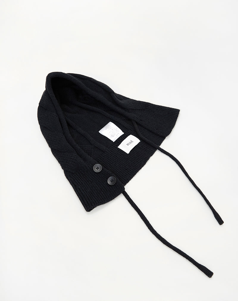 Image of Hood Hat in Knit Black