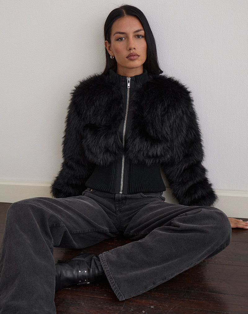 Image of Homari Shaggy Faux Fur Jacket in Black