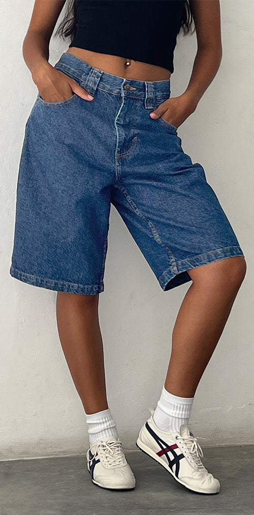 image of Low Rise Skater Shorts in Core Blue Stone