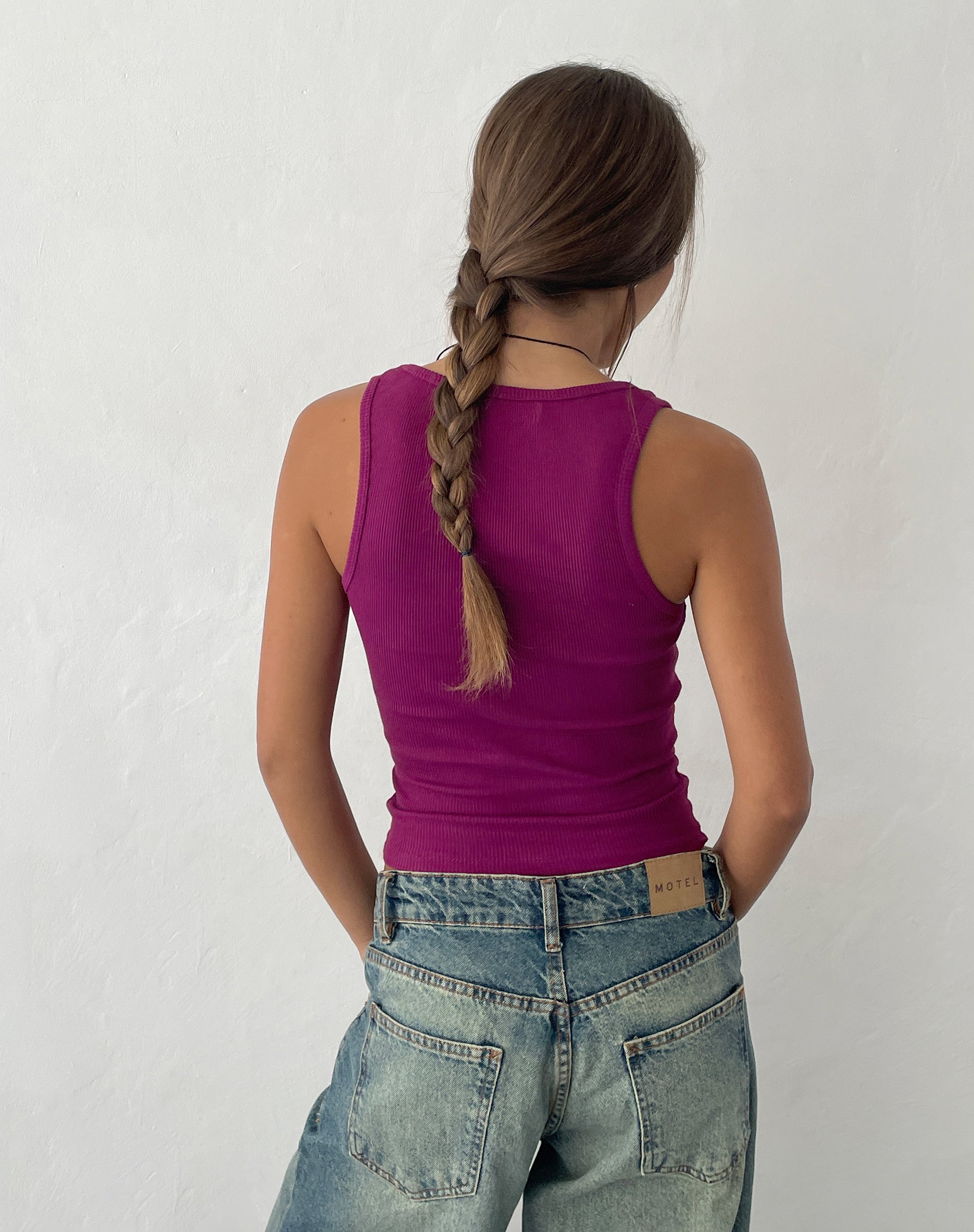 Image of Roxe Ribbed Vest Top in Berry