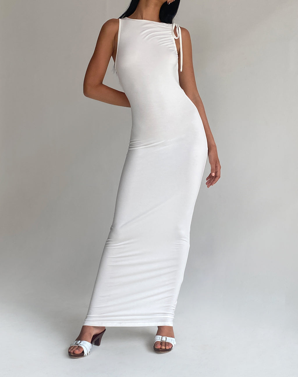 Elinor Maxi Dress in Slinky White