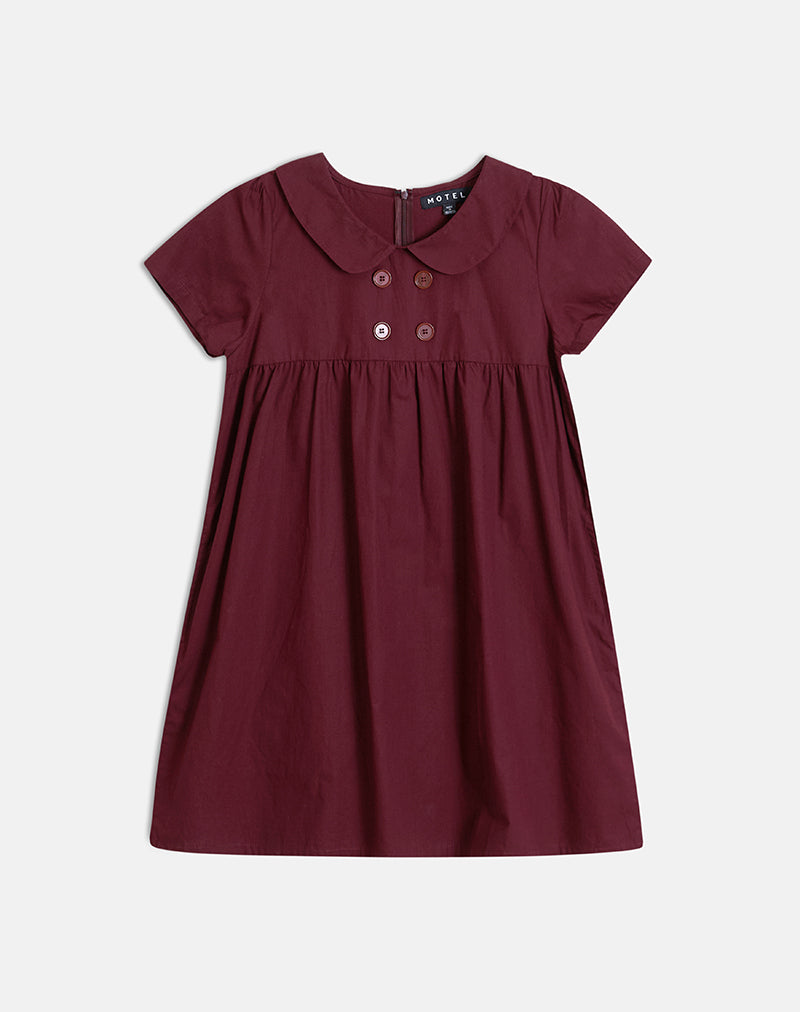 Image of Imiraty Babydoll Mini Dress in Poplin Maroon