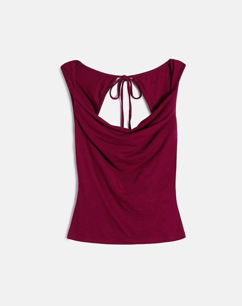 Image of Imrie Open Back Top in Rayon Jersey Burgundy