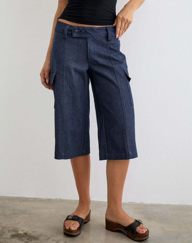 Bensen Capri Trouser in Chambray Denim Blue