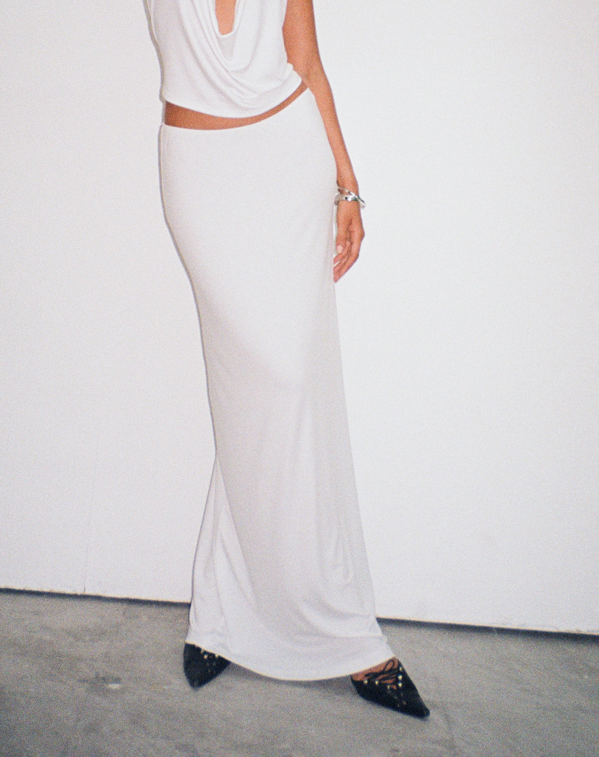 Image of Rim Jersey Maxi Skirt in Ivory