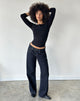 Image of Low Rise Parallel Jeans in Indigo with Contrast Stitch
