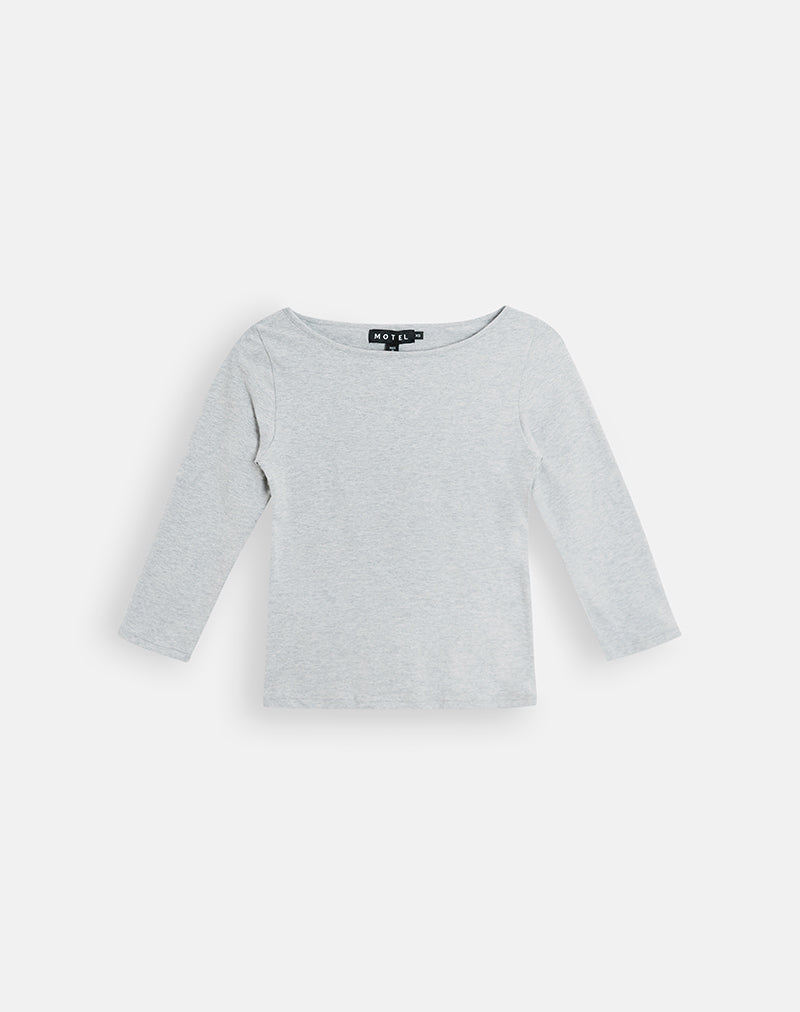 Image of Ione Quarter Sleeve Top in Grey Marl