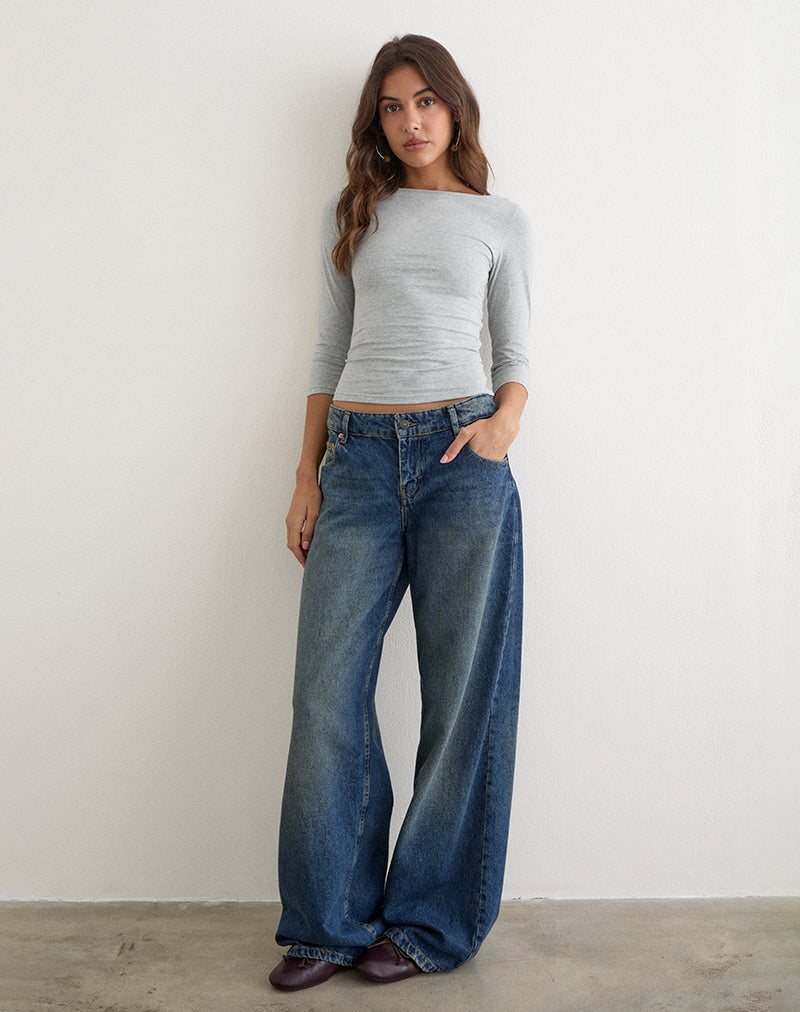 Image of Ione Quarter Sleeve Top in Grey Marl