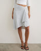 Image of Esmeray Midi Skirt in Rayon Jersey Grey and White Stripes