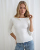 Image of Ione Quarter Sleeve Top in Off White