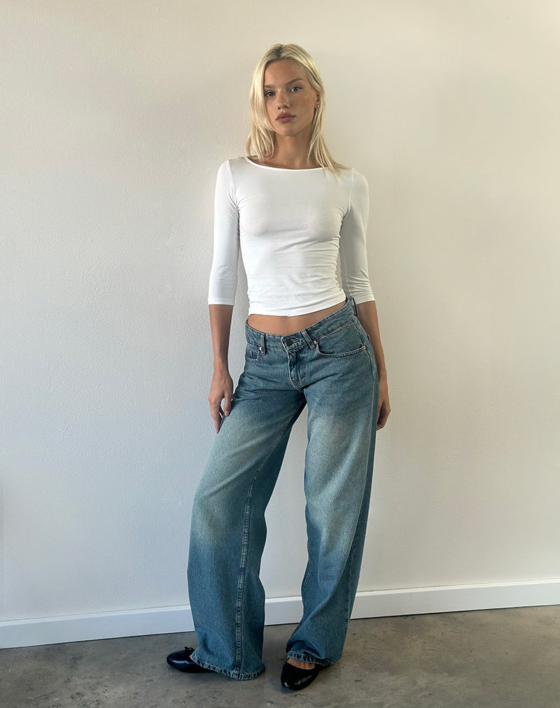 Roomy Extra Wide Low Rise Jeans in Vintage Blue Green