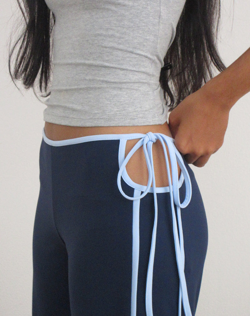 Evander Trouser in Navy with Light Blue Stripe
