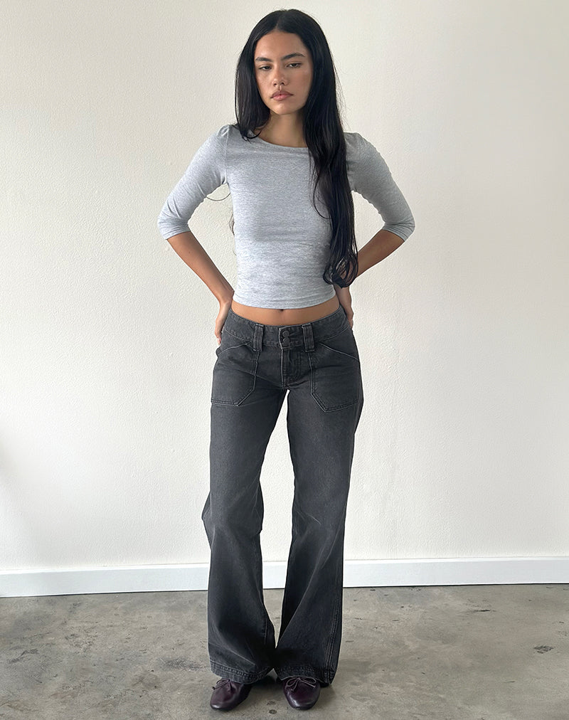 Image of Ione Quarter Sleeve Top in Grey Marl