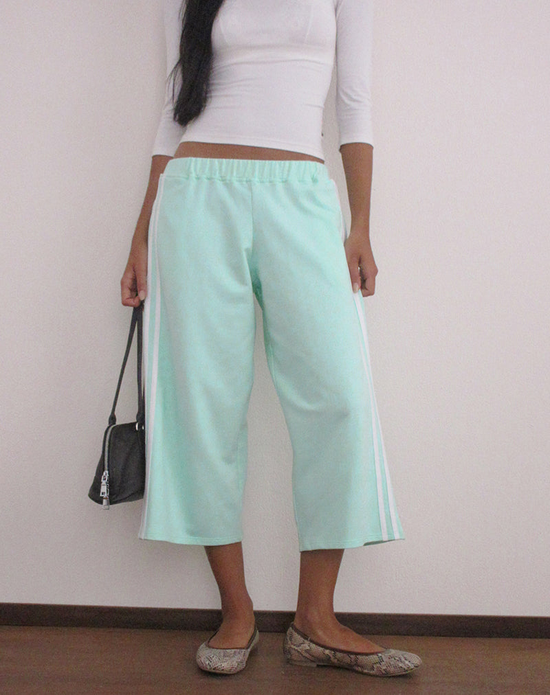 Image of Wamino Capri Trouser in Aqua with White Stripes