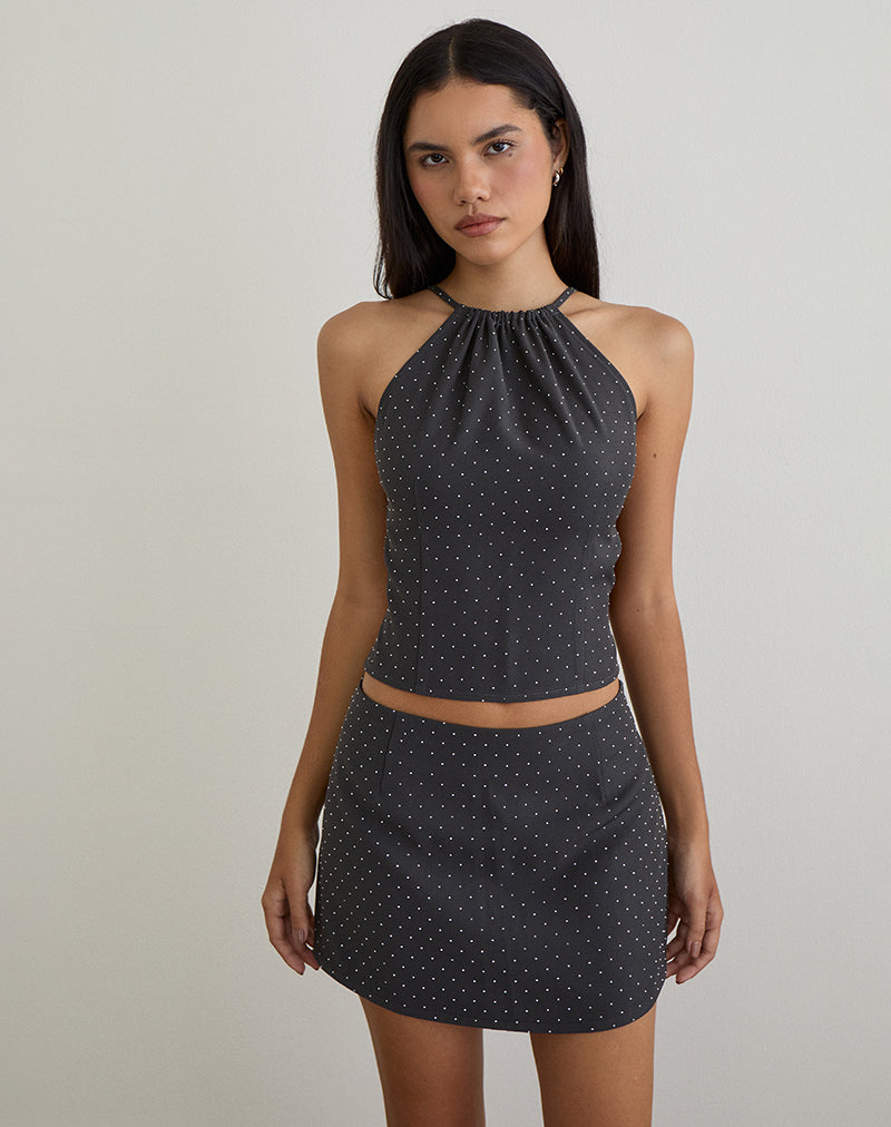 Image of Isado Open Back Top in Diamante Grey