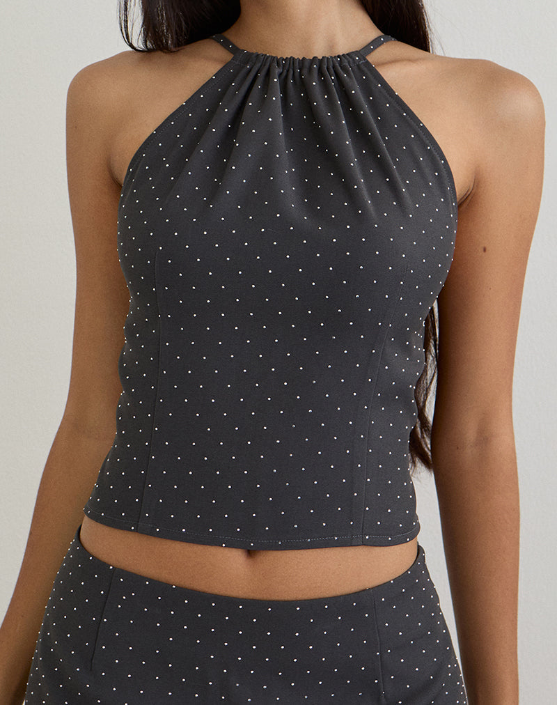 Image of Isado Open Back Top in Diamante Grey