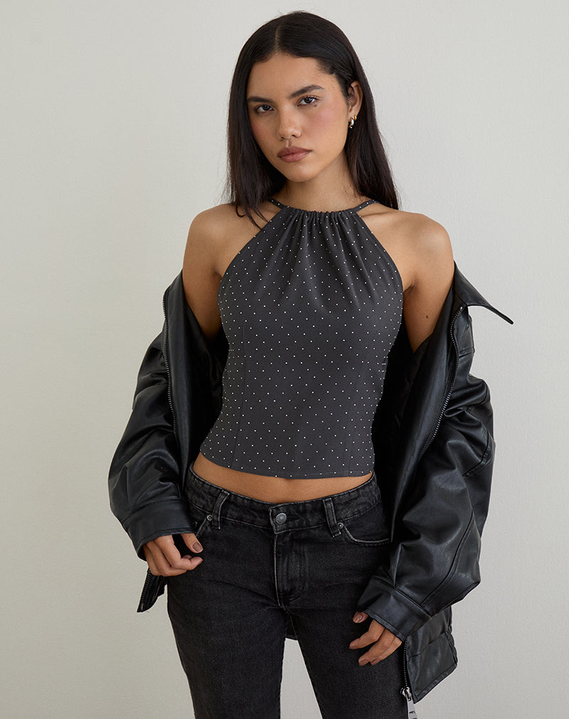 Image of Isado Open Back Top in Diamante Grey