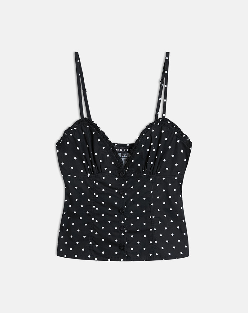 Image of Isamu Top in Basic Polka Black