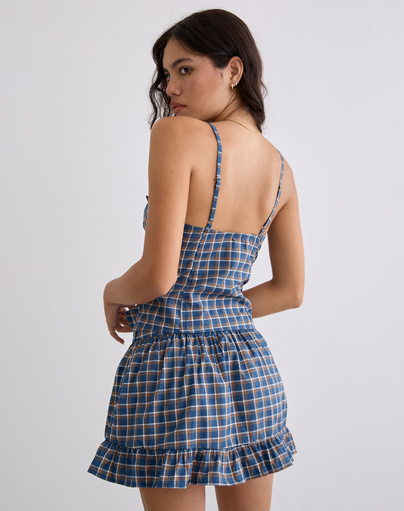 Image of Isamu Top in Medium Tartan Blue
