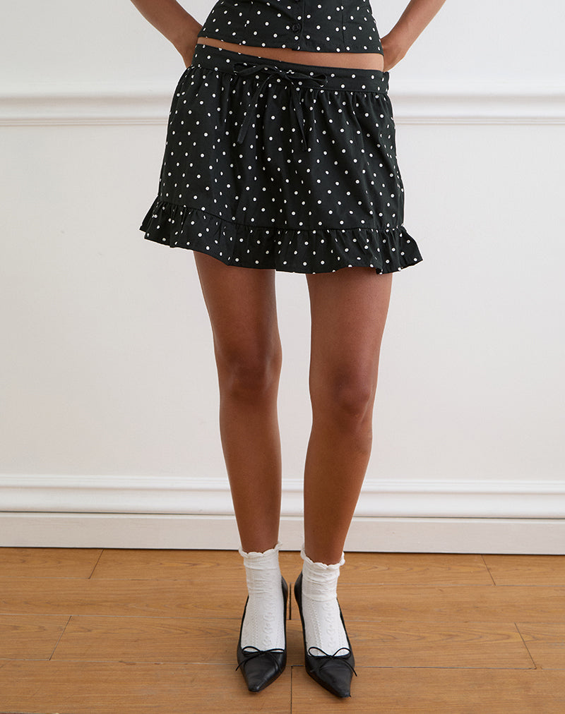 Yasumi Mini Skirt in Basic Polka Black