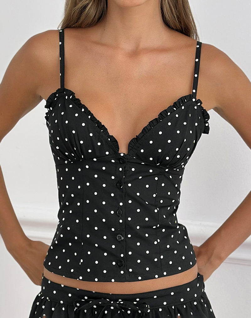 Image of Isamu Top in Basic Polka Black