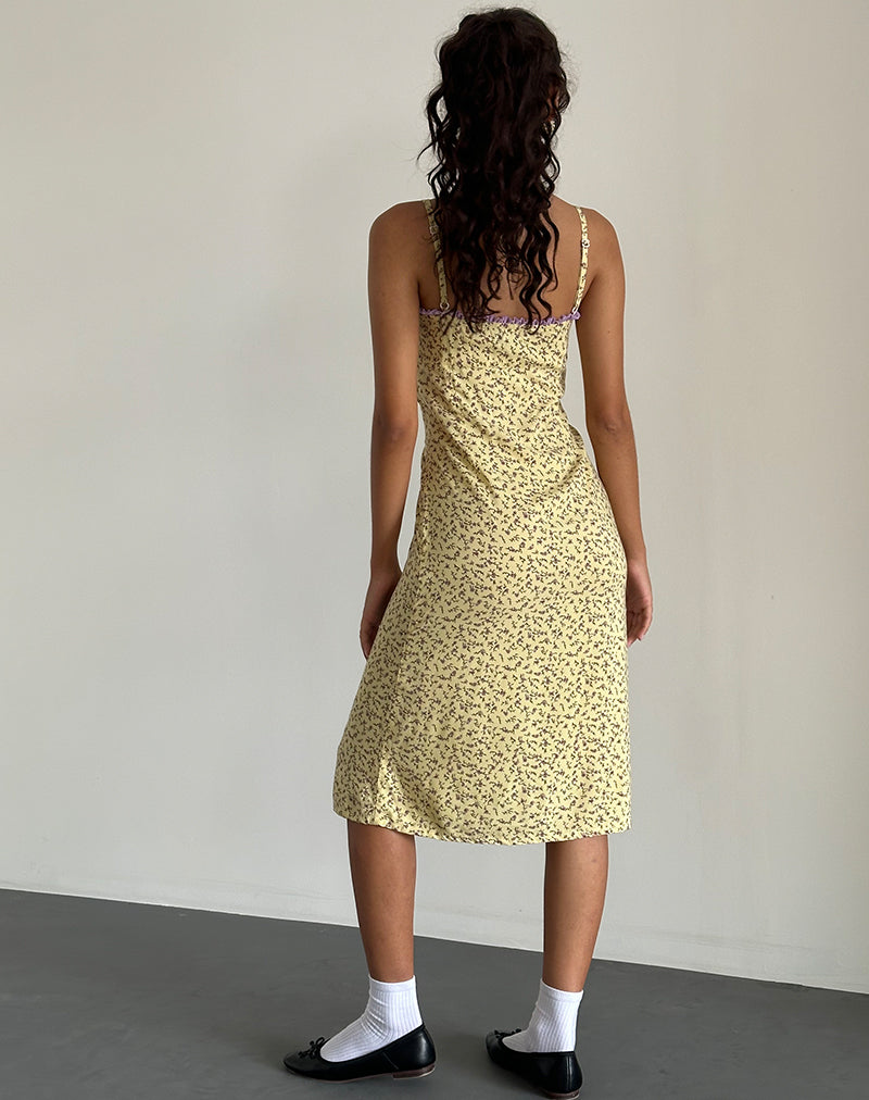 Image of Isaure Midi Dress in Flowing Flower Yellow