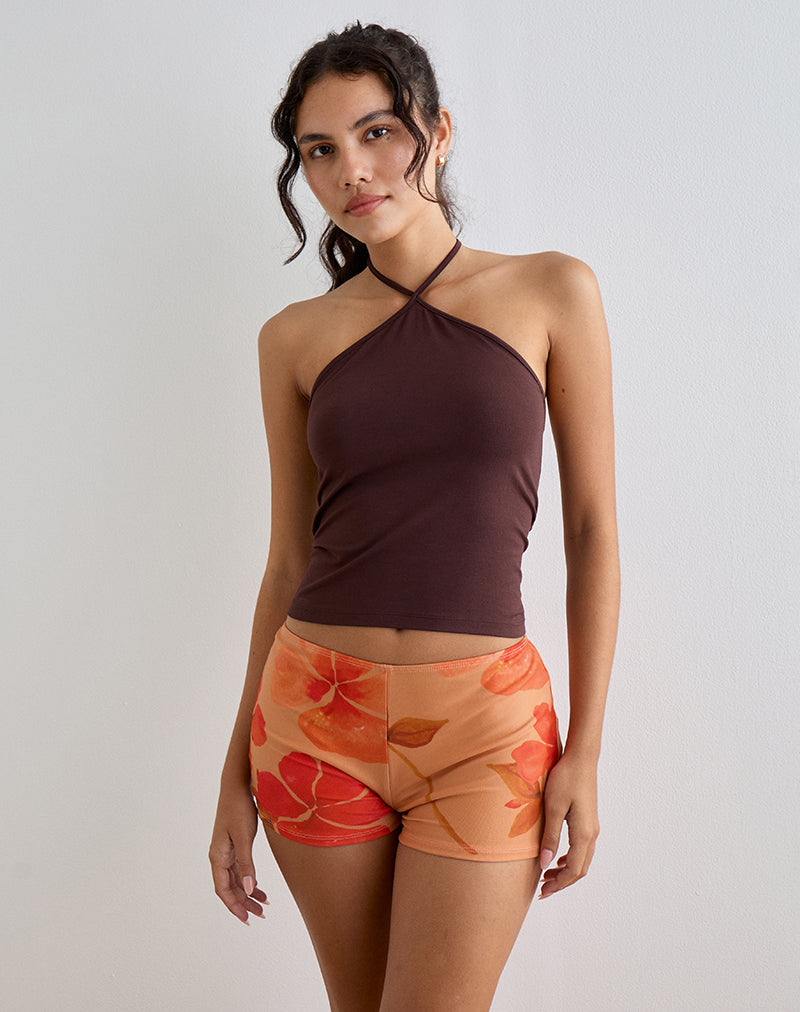 Image of Istora Shorts in Watercolour Hibiscus Orange