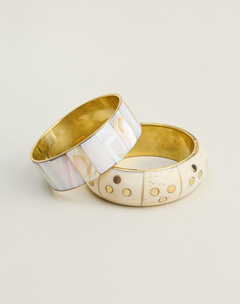 Ivory and Gold Bangle Set