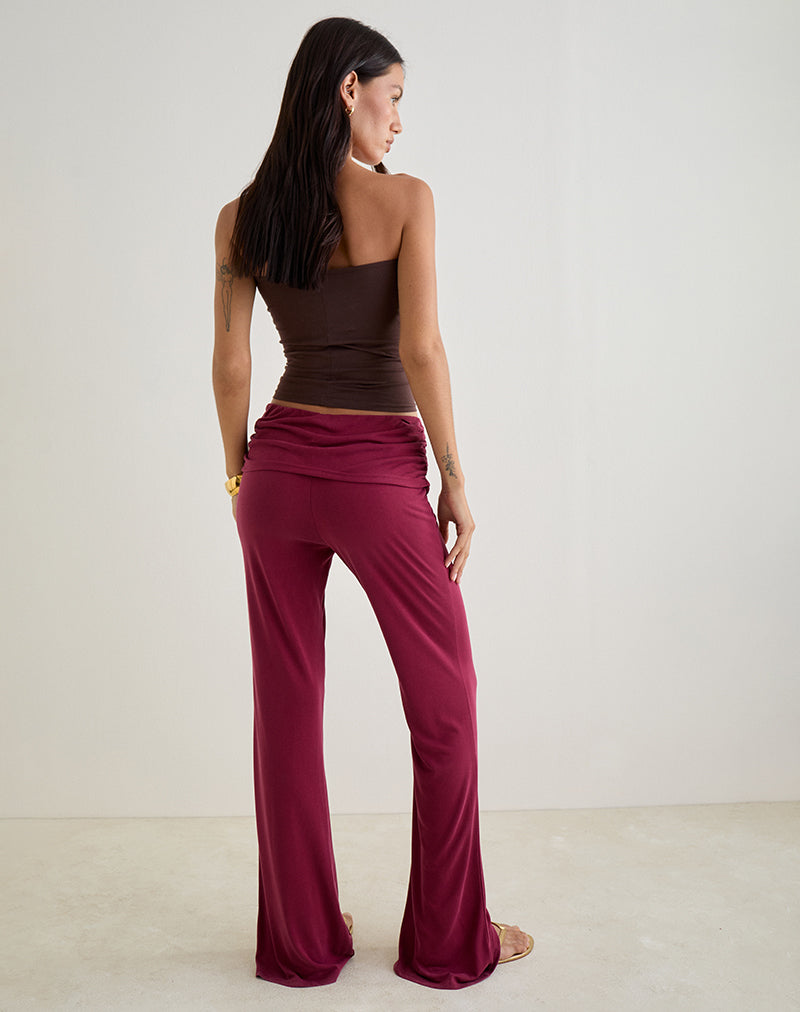 Image of Jacita Low Rise Trousers in Cupro Burgundy