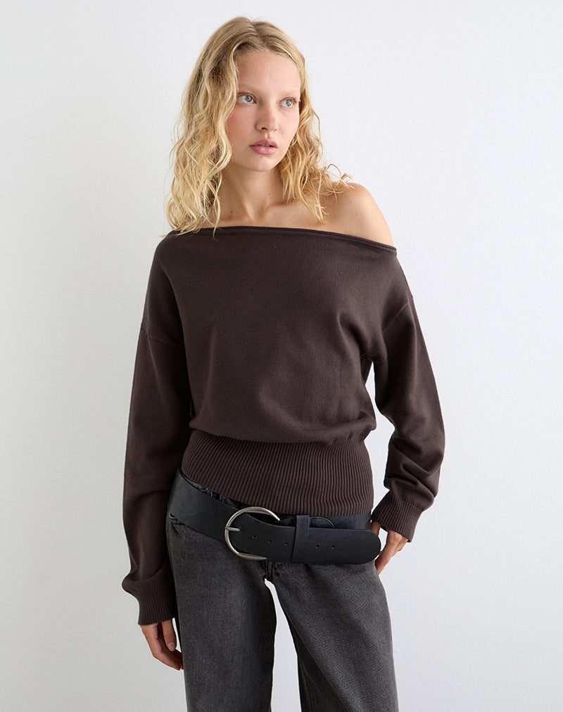 Image of Jalira Asymmetric Jumper in Brown