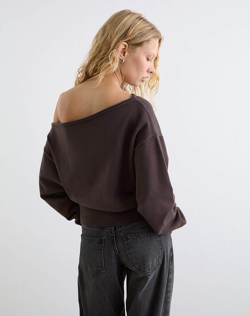 Image of Jalira Asymmetric Jumper in Brown