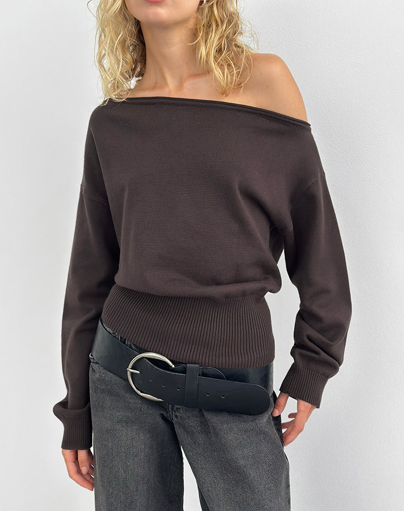 Image of Jalira Asymmetric Jumper in Brown