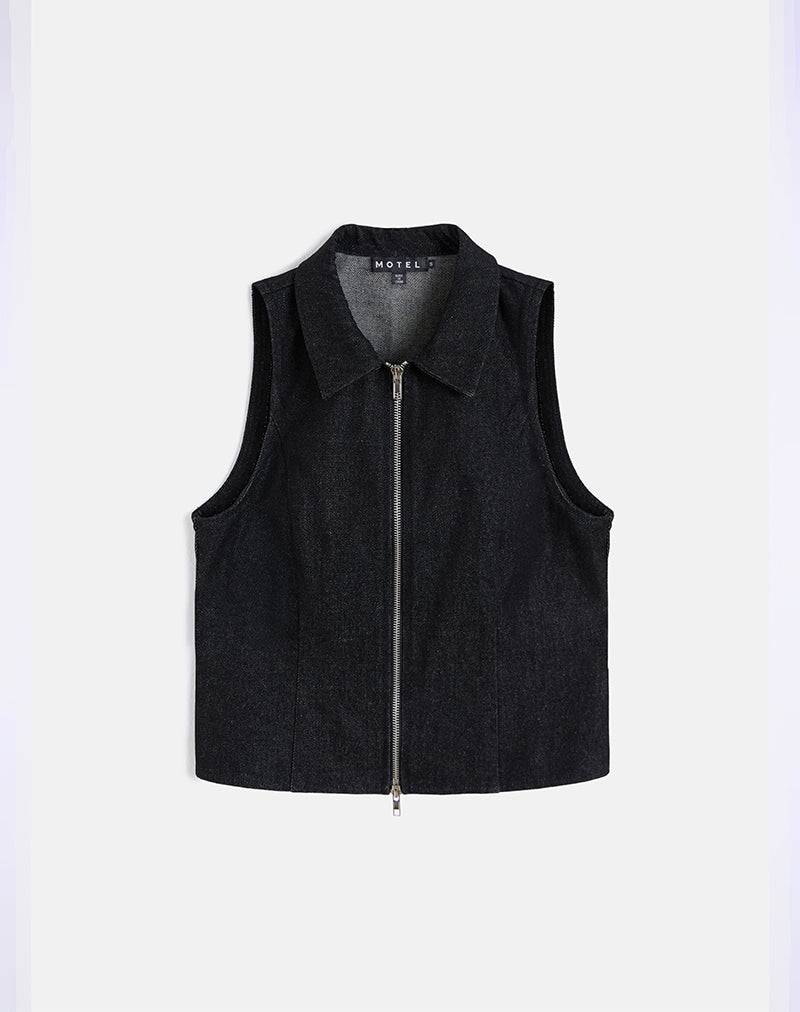 Janae Vest in Denim Black Wash