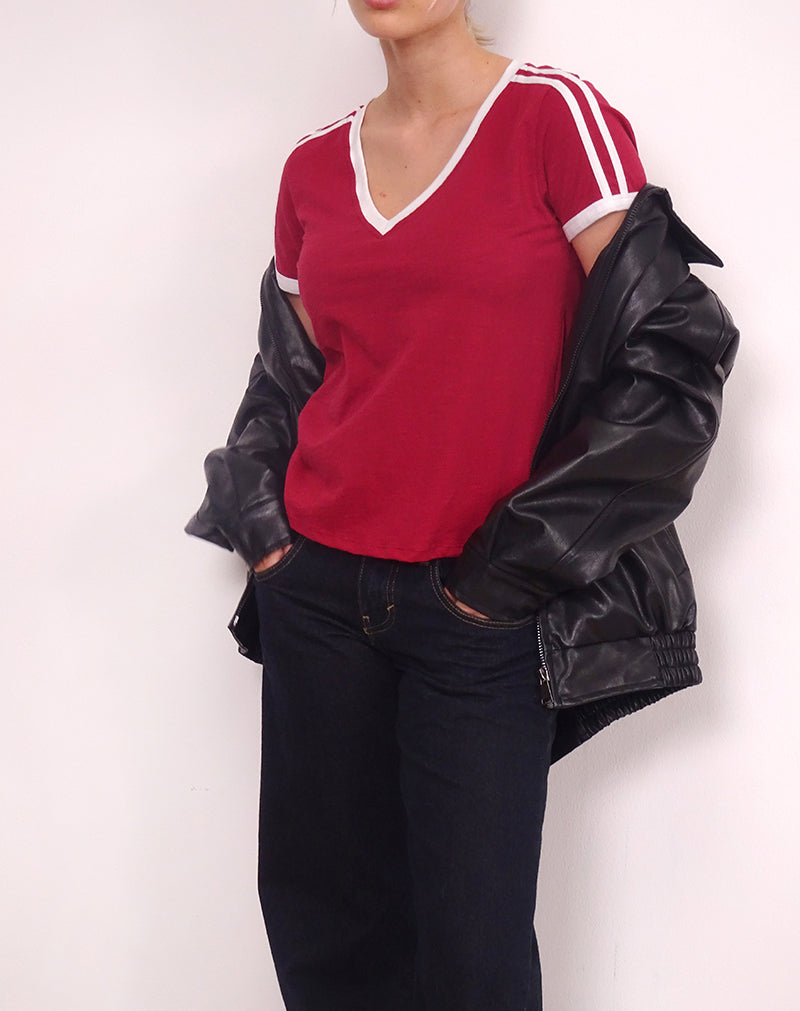 Adrenaline Red White Binding Tee | Janan – motelrocks.com
