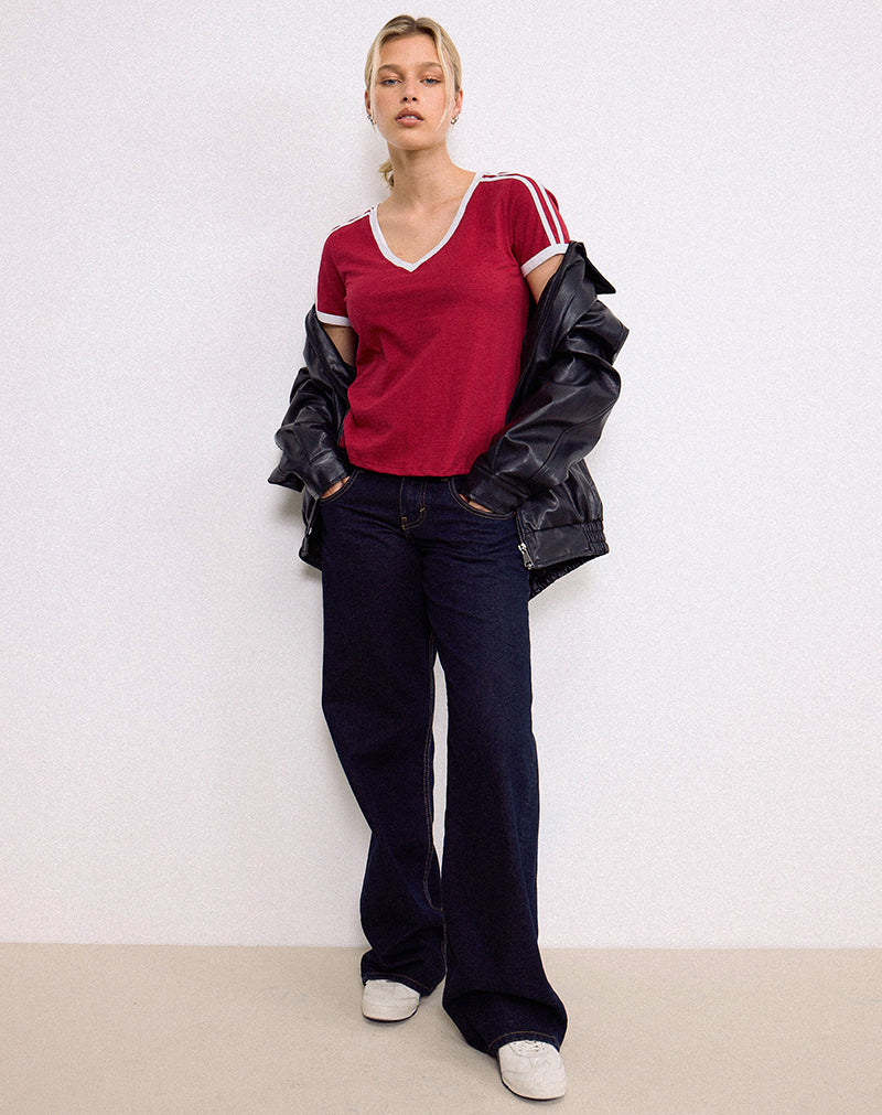 Adrenaline Red White Binding Tee | Janan – motelrocks.com