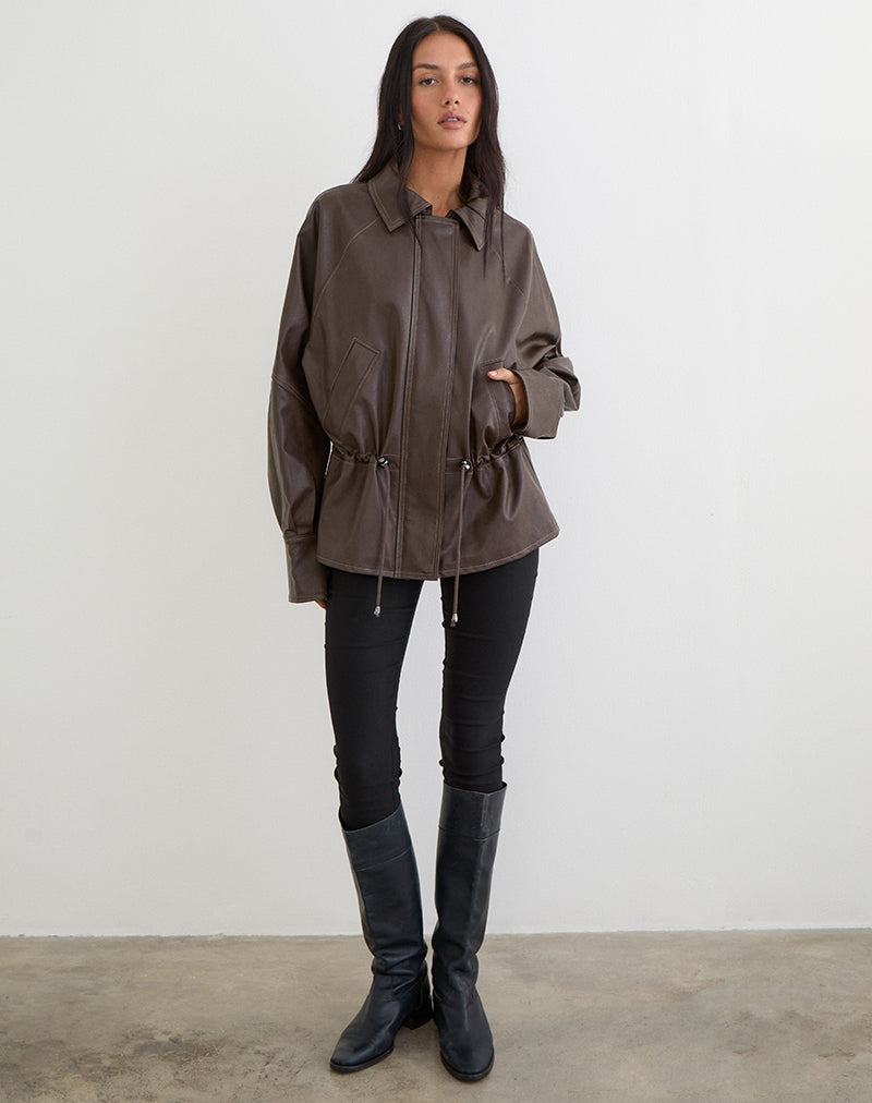 Jannik Jacket in PU Dark Brown