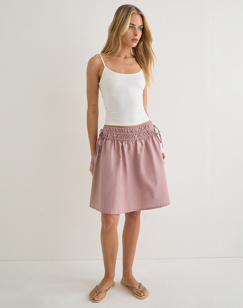 Khimar Gathered Midi Skirt in Poplin Dusty Rose