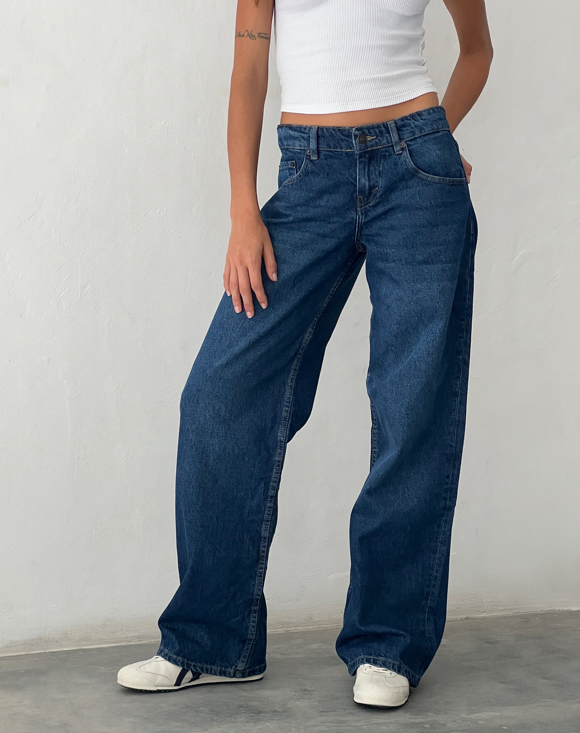 image of Low Rise Parallel Jeans in Mid Blue Used