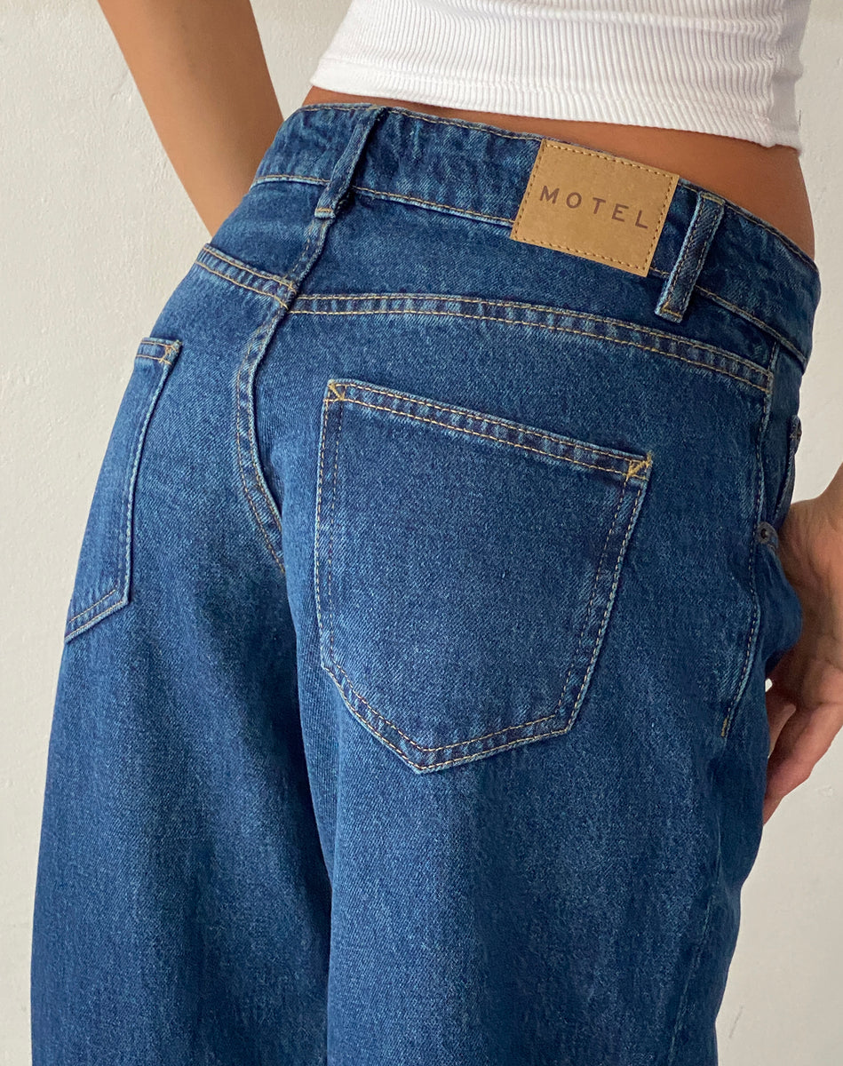 Mid Blue Used Low Rise Jeans Parallel