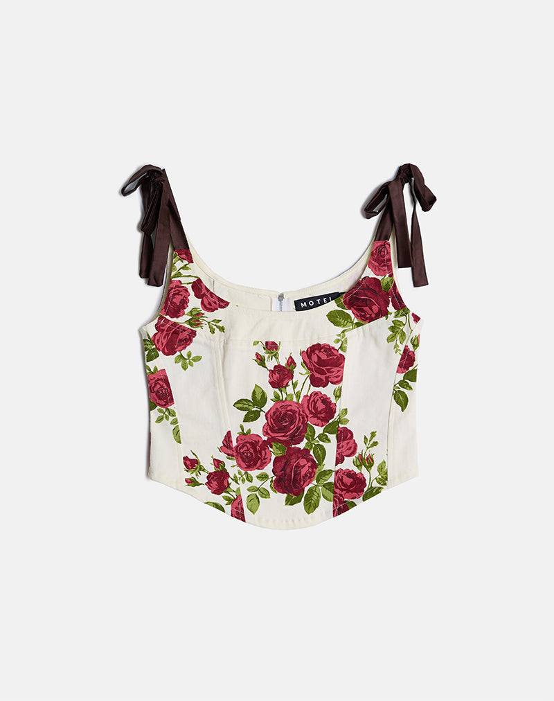 Image of Jatmi Corset Top in Bouquet Roses Cream