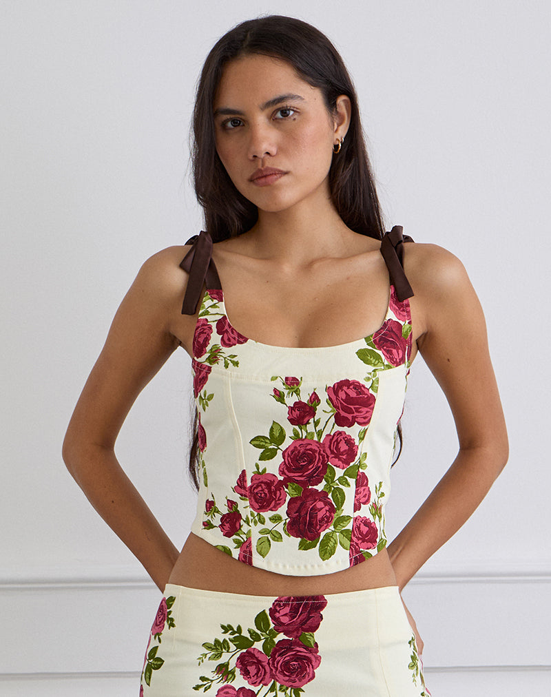 Image of Jatmi Corset Top in Bouquet Roses Cream