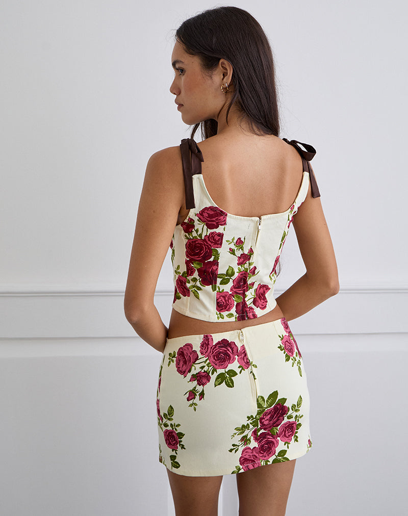 Image of Jatmi Corset Top in Bouquet Roses Cream