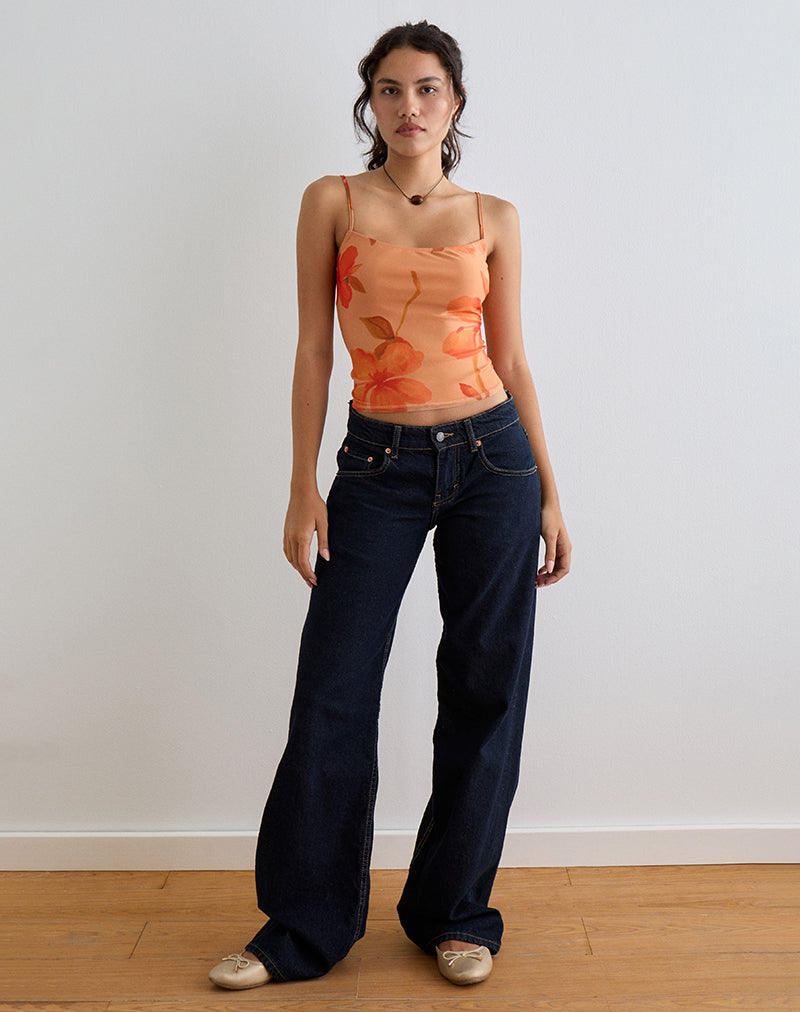 Image of Jefita Cami Top in Watercolour Hibiscus Orange